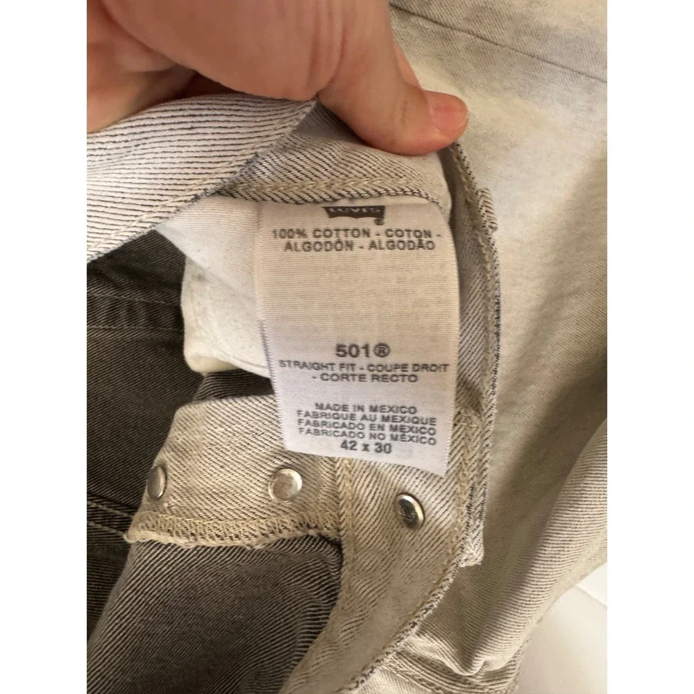 Levis 501 Mens Grey Straight Leg Denim Jeans 42x30 100% Cotton
